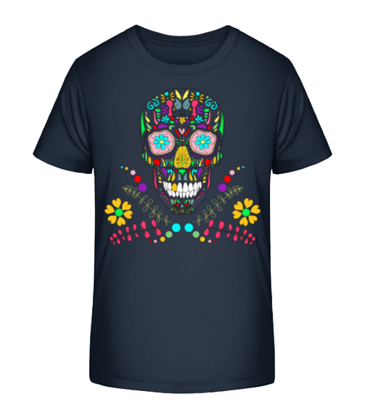 Colorful Skull - Kid's Bio T-Shirt Stanley Stella - Navy - Front