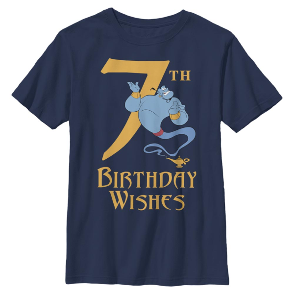 Disney - Aladdin - Genie Birthday 7 - Kids T-Shirt - Navy - Front