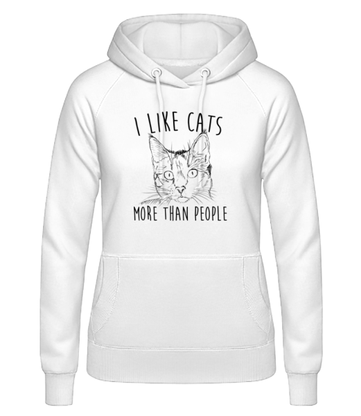 I Like Cats More Than People - Women's Hoodie - White - Front