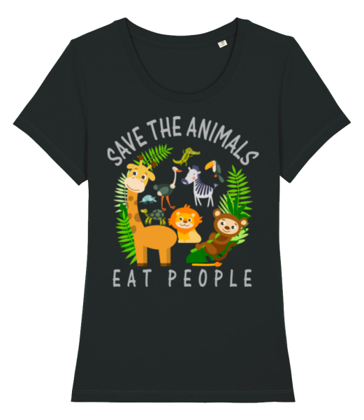 Save The Animals - Women's Organic T-Shirt Stanley Stella - Black - Front