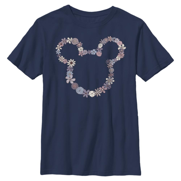 Disney - Mickey Mouse - Mickey Flowers - Kids T-Shirt - Navy - Front