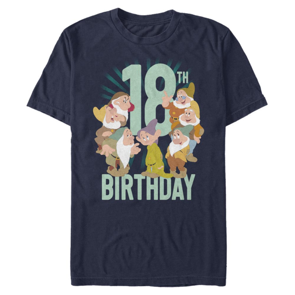 Disney - Snow White - Skupina Dwarves Eighteenth Bday - Birthday - Men's T-Shirt - Navy - Front