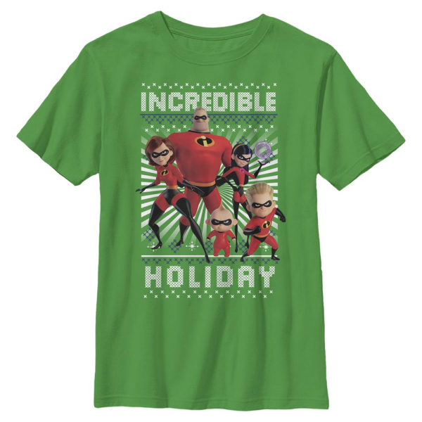 Pixar - Incredibles - Group Shot Incredible 2 Holiday - Kids T-Shirt - Kelly green - Front