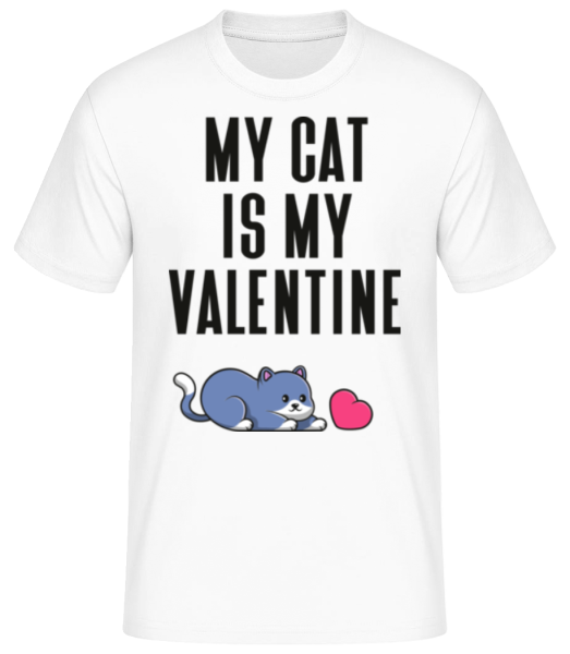 My Cat Is My Valentine - Men's Basic T-Shirt - White - Front