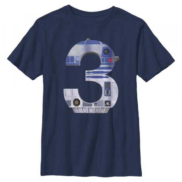 Star Wars - R2-D2 Metal Three - Birthday - Kids T-Shirt - Navy - Front