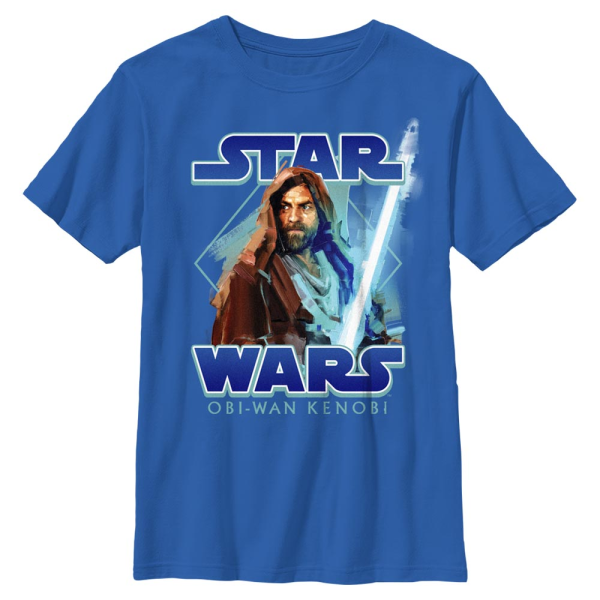 Star Wars - Obi-Wan Kenobi - Obi-Wan Kenobi Painterly with Logo - Kids T-Shirt - Royal blue - Front