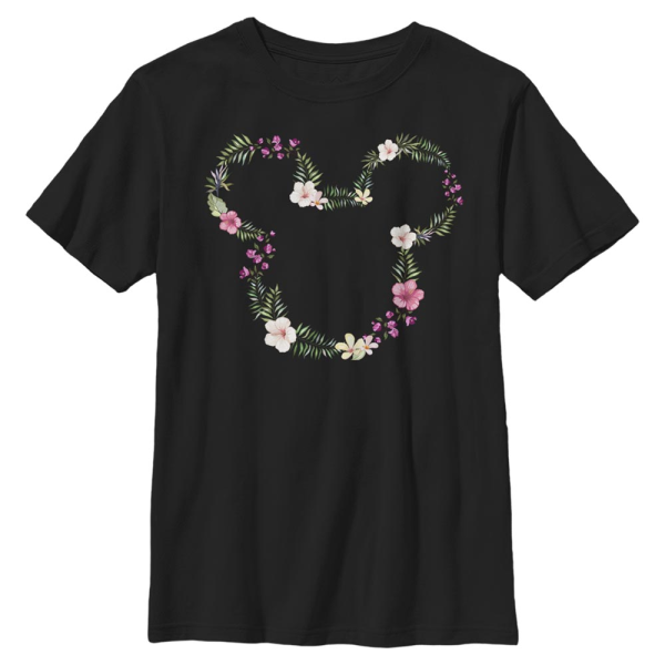 Disney Classics - Mickey Mouse - Mickey Mouse Floral Mickey - Kids T-Shirt - Black - Front