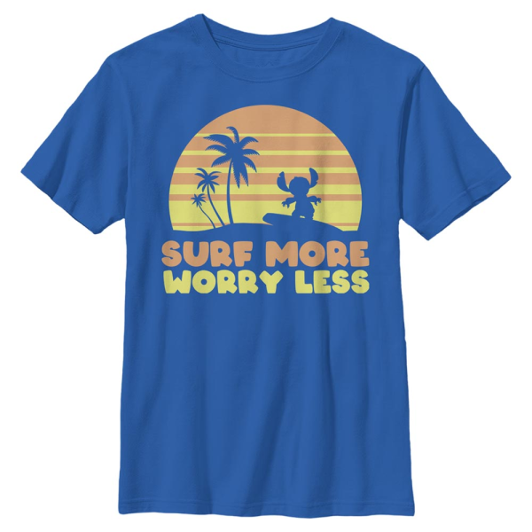 Disney Classics - Lilo & Stitch - Stitch Surf More Worry Less - Kids T-Shirt - Royal blue - Front