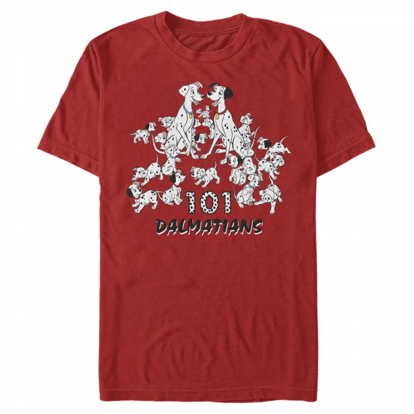 Disney Classics - 101 Dalmatians - Skupina Dalmatian Group - Men's T-Shirt - Red - Front