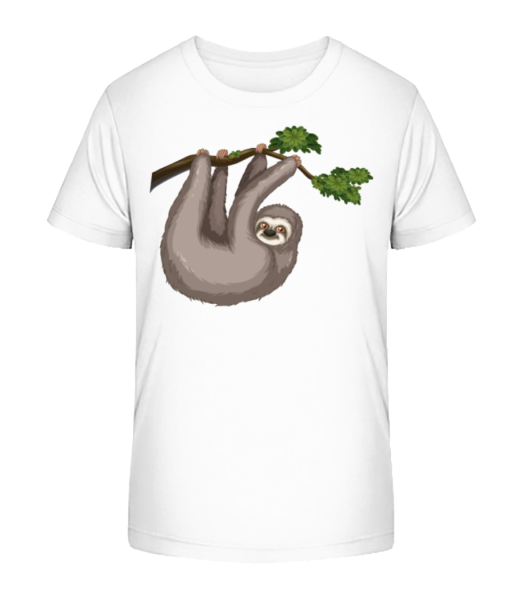 Sloth Hanging On A Branch - Kid's Bio T-Shirt Stanley Stella - White - Front