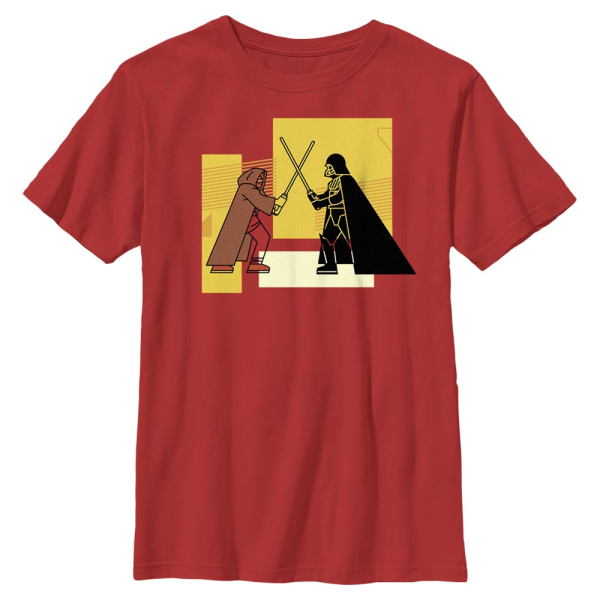 Star Wars - Obi-Wan Kenobi - Obi-Wan Kenobi & Darth Vader Blocky Vader vs Obi Wan - Kids T-Shirt - Red - Front