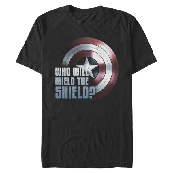Marvel - The Falcon and the Winter Soldier - Logo Wielding the Shield - Men's T-Shirt - Black - Front