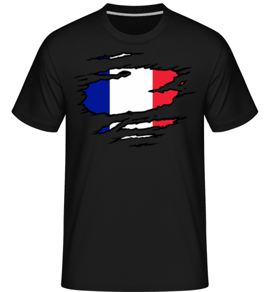 Ripped Flag France -  Shirtinator Men's T-Shirt - Black - Front