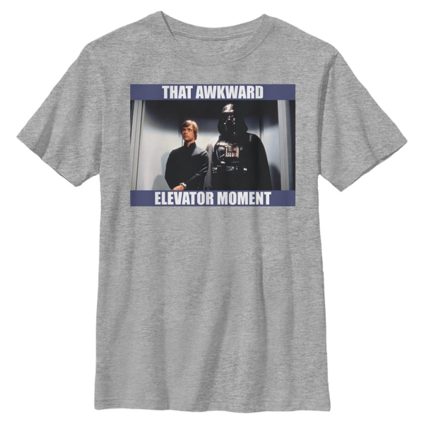 Star Wars - Luke & Vader Awkward Elevator Moment - Kids T-Shirt - Heather grey - Front
