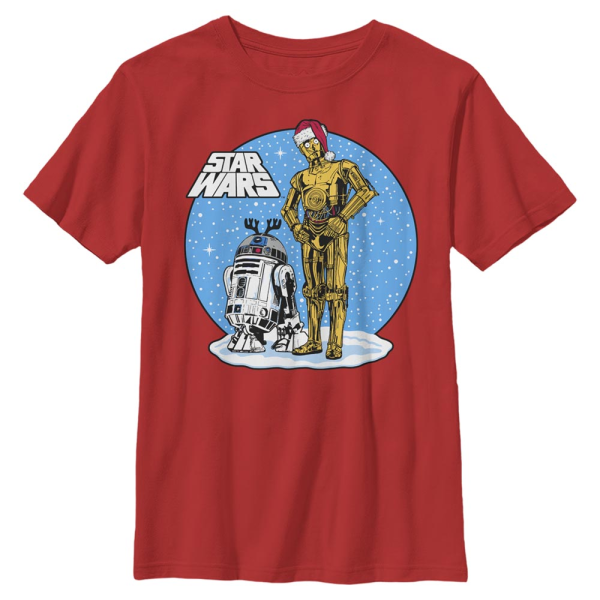 Star Wars - R2-D2 & C-3PO Chillin Bros - Christmas - Kids T-Shirt - Red - Front