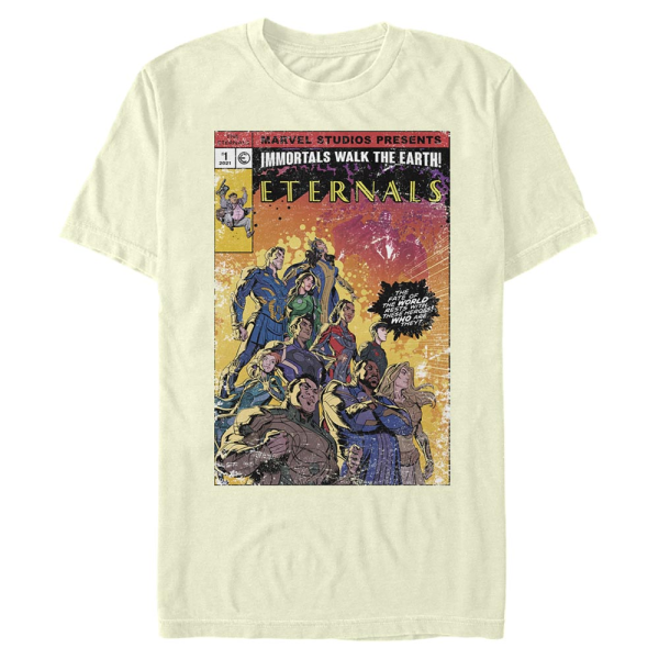 Marvel - Eternals - Group Shot Vintage Style Comic Cover - Men's T-Shirt - Cream - Front
