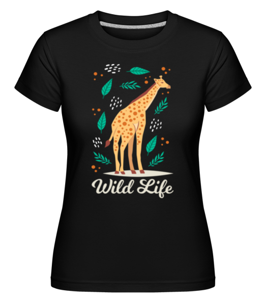 Giraffe Wild Life -  Shirtinator Women's T-Shirt - Black - Front