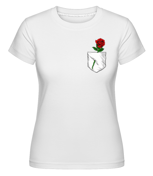 Breast Pocket Rose -  Shirtinator Women's T-Shirt - White - Front