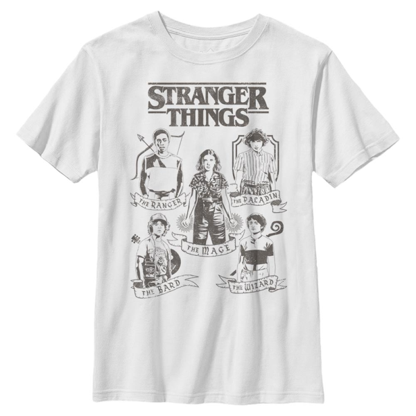 Netflix - Stranger Things - Skupina DnD Classes - Kids T-Shirt - White - Front