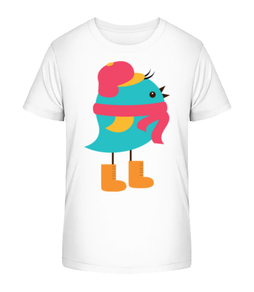 Winter Bird Scarf - Kid's Bio T-Shirt Stanley Stella - White - Front