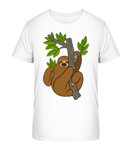 Sloth On The Tree - Kid's Bio T-Shirt Stanley Stella - White - Front