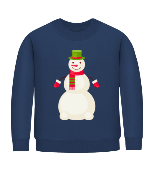 Snowman With Hat - Kid's Sweatshirt - Navy - Front