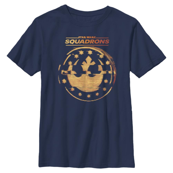Star Wars - Squadrons - Rebel Glitched Logo - Kids T-Shirt - Navy - Front