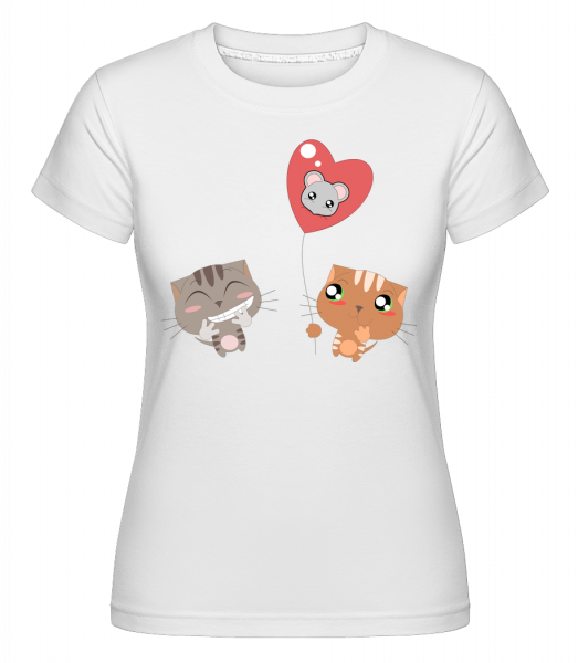 Cats Heart Balloon -  Shirtinator Women's T-Shirt - White - Vorn