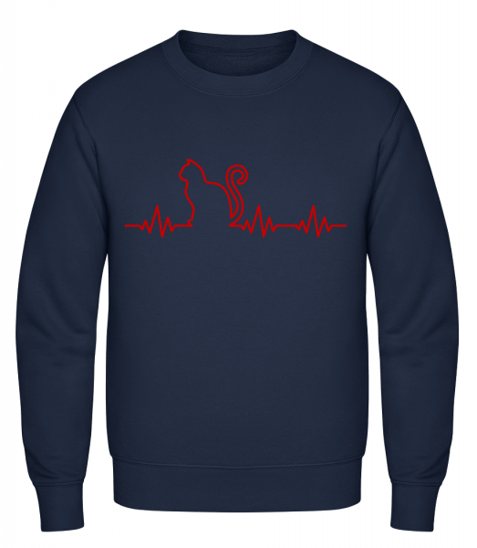 Heartbeat Cat - Classic Set-In Sweatshirt - Navy - Vorn