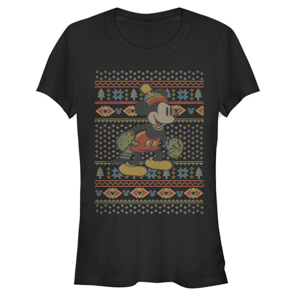 Disney Classics - Mickey Mouse - Mickey Mouse Vtg Mickey Sweater - Christmas - Women's T-Shirt - Black - Front