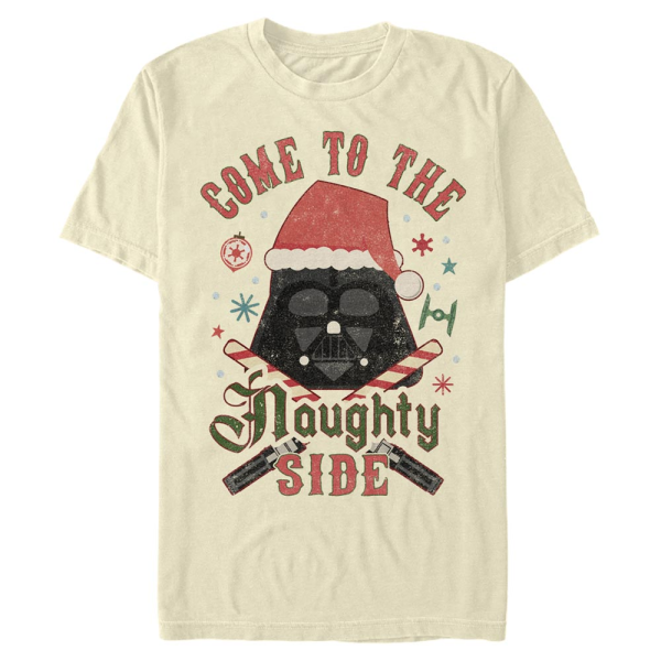 Star Wars - Darth Vader Naughty Side - Christmas - Men's T-Shirt - Cream - Front