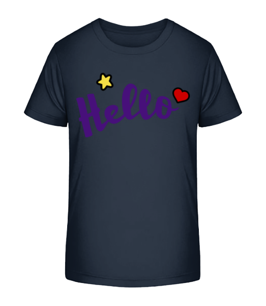 Hello Sign Purple - Kid's Bio T-Shirt Stanley Stella - Navy - Front