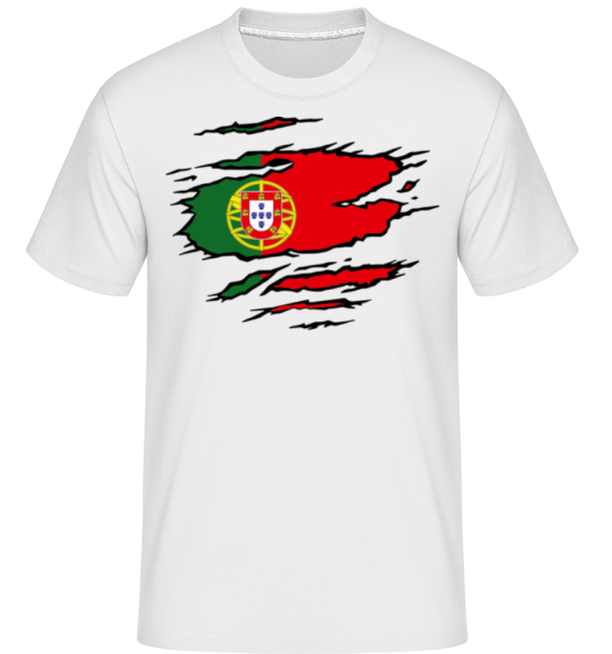 Ripped Flag Portugal -  Shirtinator Men's T-Shirt - White - Front