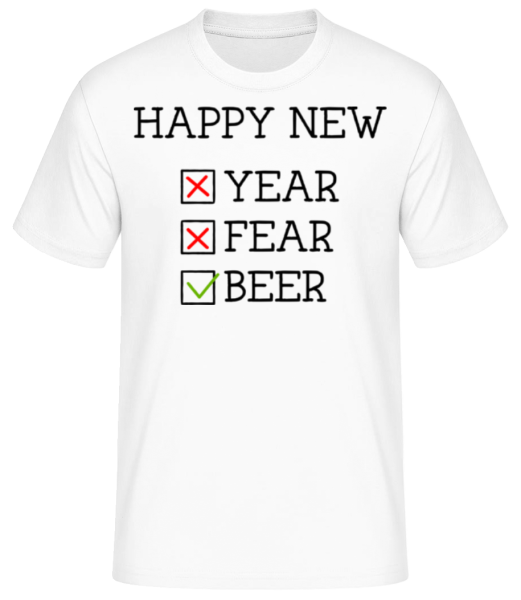Happy New Year Fear Beer - Men's Basic T-Shirt - White - Front