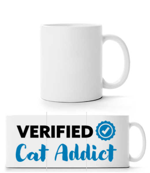 Verified Cat Addict - Panorama Mug - White - Front