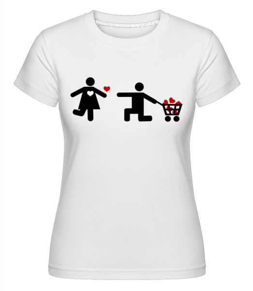 Woman And Man With Heart Logo -  Shirtinator Women's T-Shirt - White - Vorn