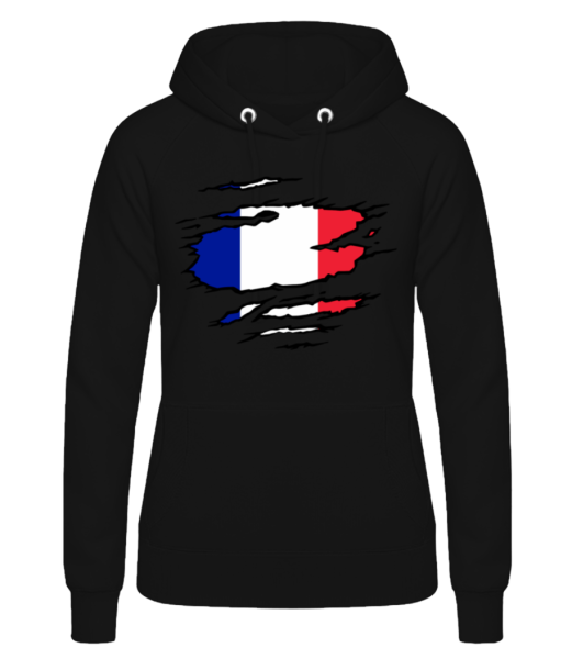 Ripped Flag France - Women's Hoodie - Black - Front