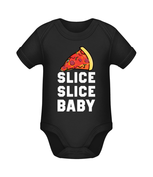 Pizza Slice Slice Baby - Organic Baby Body - Black - Front