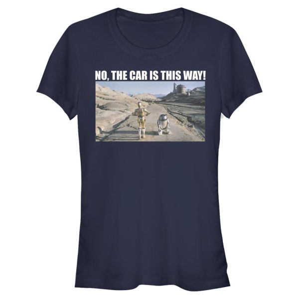 Star Wars - R2-D2 & C-3PO Where's The Car - Women's T-Shirt - Navy - Front