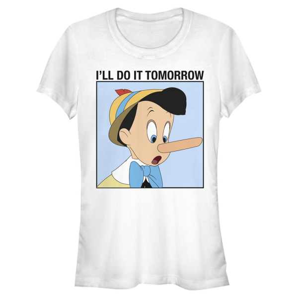Disney Classics - Pinocchio - Pinocchio Do It Tomorrow - Women's T-Shirt - White - Front