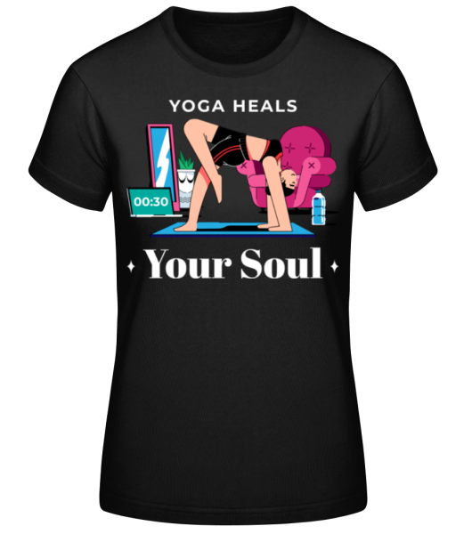Yoga Heals Your Soul - Women's Basic T-Shirt - Black - Front