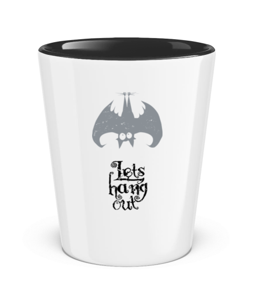 Let's Hang Out Bat - Two-Toned Shot Glass - White / Black - Front