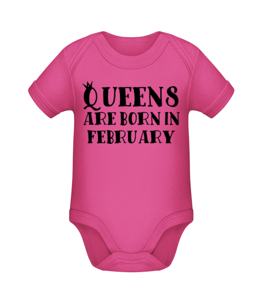 Queens Are Born In February - Organic Baby Body - Magenta - Front
