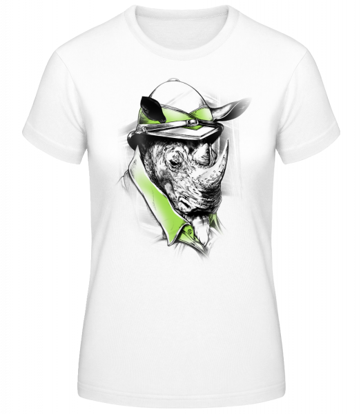 Safari Rhino - Women's Basic T-Shirt - White - Vorn