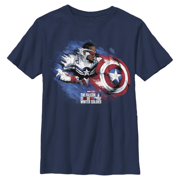 Marvel - The Falcon and the Winter Soldier - Captain America Shield Protection - Kids T-Shirt - Navy - Front