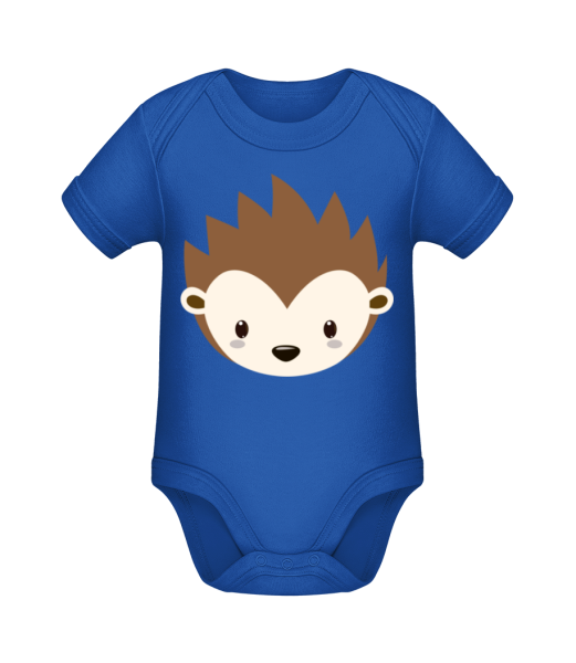 Hedgehog Comic - Organic Baby Body - Royal blue - Front