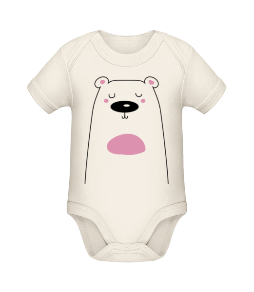 Cute Bear - Organic Baby Body - Cream - Front