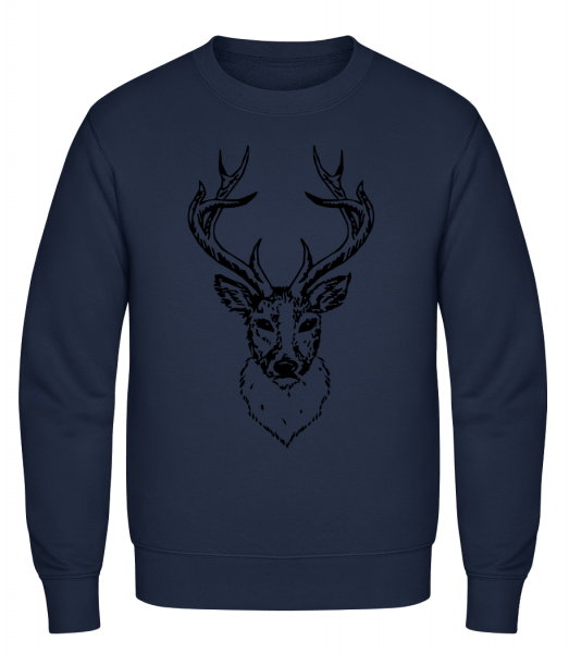 Deer Head Black - Classic Set-In Sweatshirt - Navy - Vorn