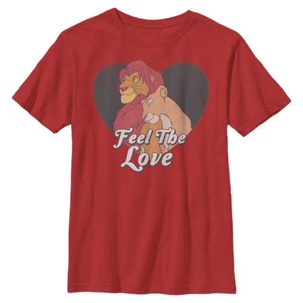 Disney Classics - The Lion King - Simba & Nala Feel The Love - Valentine's Day - Kids T-Shirt - Red - Front