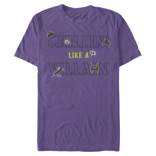 Disney Villains - Text Chillin Villain Patches - Halloween - Men's T-Shirt - Purple - Front